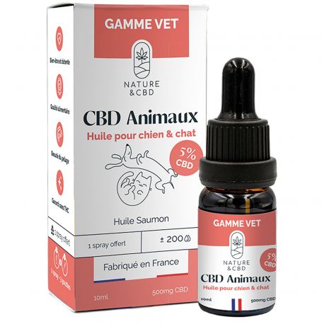 Huile de CBD pour chien et chats : 5% CBD - 10ml