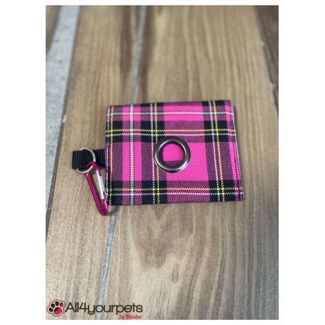 Etui à ramasse-crottes "fait main" - Motif "Tartan rose"