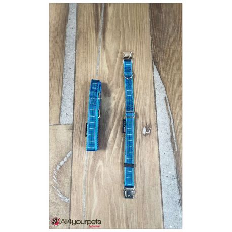 Laisse fait main - motif "Blue Tartan"