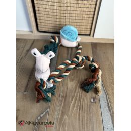 Jouet corde et peluche escargot