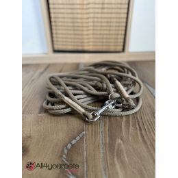 Laisse longe 10m fait main - en corde type alpinisme - ultra résistant - Modèle « Beige » - Ép : 10 mm