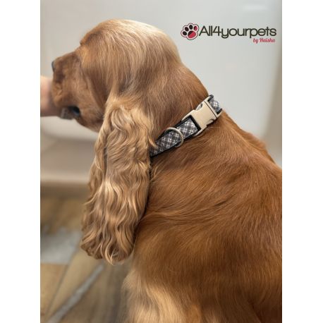 Handmade adjustable fabric collar, "Bow Tie" pattern 