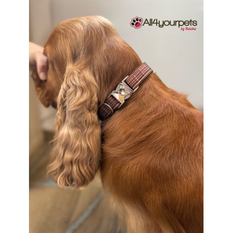 Handmade adjustable fabric collar, "Bow Tie" pattern 