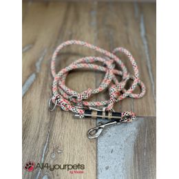 SALE - SOLDE - Laisse fait main - en corde type alpinisme - ultra-résistant - 3 positions -Modèle "Pinky touch" - Ep : 6 mm