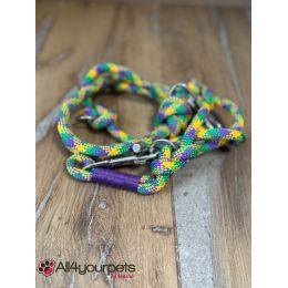 SALE -SOLDE -Laisse fait main - 3 positions - en corde type alpinisme - ultra-résistant - Modèle "Happy" - Ep : 10 mm