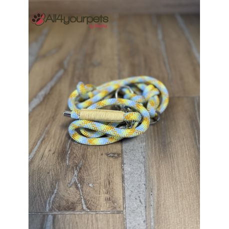 SALE - SOLDE -Laisse fait main - 3 positions - en corde type alpinisme - ultra-résistant - Modèle "Spring Touch" - Ep : 10 mm