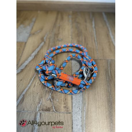 SALE - SOLDE - Laisse fait main - 3 positions - en corde type alpinisme - ultra-résistant - Modèle "Funny" - Ep : 10 mm