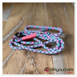 Laisse fait main - en corde type alpinisme - ultra-résistant - Modèle "Vieux rose"