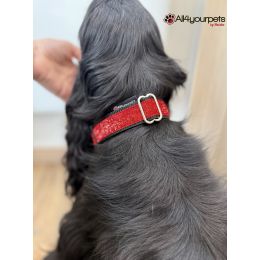 Collier réglable fait main motif "Red Glitter" - 25 mm