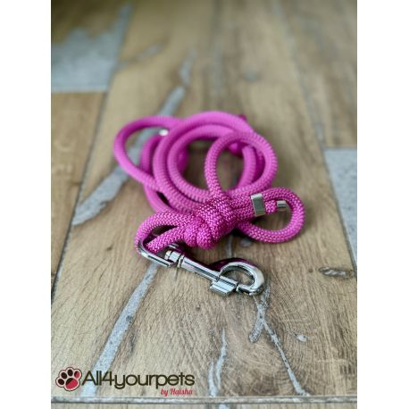 Laisse fait main - en corde type alpinisme - ultra-résistant - Modèle "Bright Pink" - Ep : 8 mm
