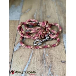 Laisse fait main - en corde type alpinisme - ultra-résistant - Modèle "Bronze and Burgundy" - Ep : 10 mm