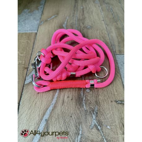 Laisse fait main - en corde type alpinisme - ultra-résistant - Modèle "Pinky Mood" - Ep : 10 mm