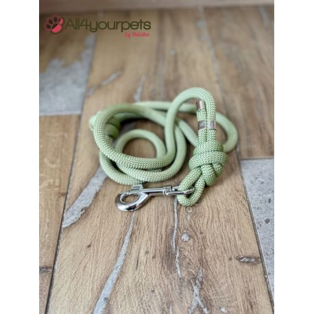 Laisse fait main - en corde type alpinisme - ultra-résistant - Modèle "Pistache" - Ep : 10 mm