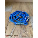 Laisse fait main - en corde type alpinisme - ultra-résistant - Modèle "Bright Blue" - Ep : 10 mm