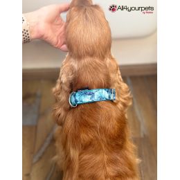 Handmade adjustable fabric collar, "Bow Tie" pattern 