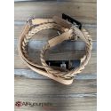 SALE - SOLDE - Ensemble collier & laisse en cuir tressé - naturel 