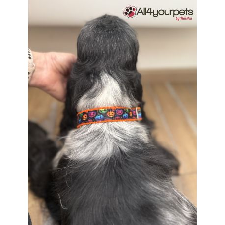 Handmade adjustable fabric collar, "Bow Tie" pattern 