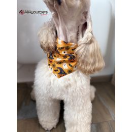 Bandana - Foulard -Fait main - Attache noeud - Motif "Pumpkin" - Taille "Cocker"