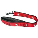 Short double leash, "Mon Marcel pour chien" red pattern
