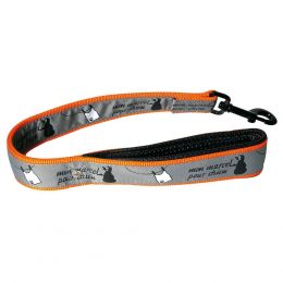 Short double leash, "Mon Marcel pour chien" orange pattern