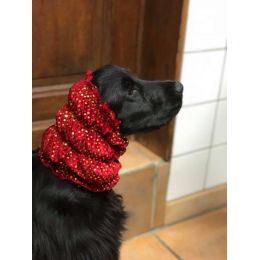 Snood - Protection for long ears - Red velvet with golden paillettes design