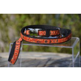 Handmade adjustable collar, "Orange Pirouette" pattern 
