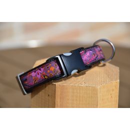 Handmade adjustable collar, "Purple Fantasia" pattern