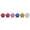 Engraved Stainless ID Tag - Pawprint with paillettes - Color & engraving at your choice