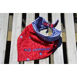 Handmade Bandana - Scarf - Knot Tied - "La Marine" pattern - Cocker size