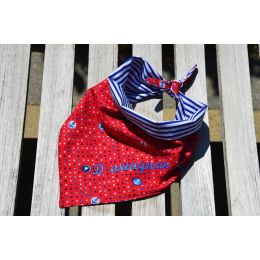 Handmade Bandana - Scarf - Collar slip on- "La Marine" pattern - Cocker size