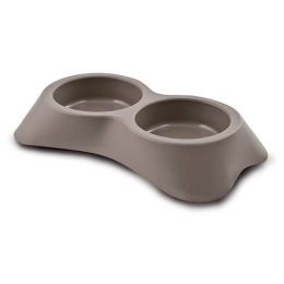 Plastic Double Bowl - Taupe 