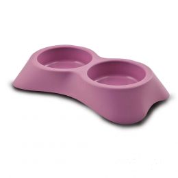 Plastic Double Bowl - Pink