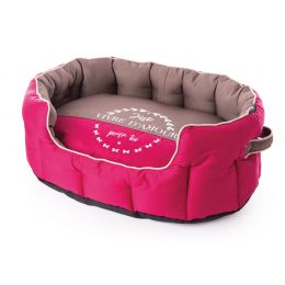 Oval basket for dogs "Vivre d'amour" cerise