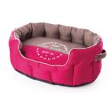 Oval basket for dogs "Vivre d'amour" cerise