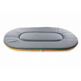 Coussin ovale plat moutarde gris-foncé