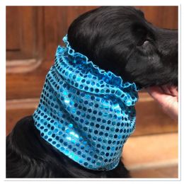 Snood - Protection for long ears - Turquoise blue paillettes