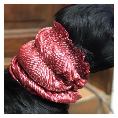 Snood - Protection for long ears - Glittery red pattern