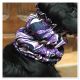 Snood - Cagoule protection oreilles tombantes - Motif ramage violet, noir, blanc