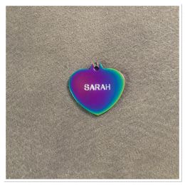 Engraved stainless ID Tag - Heart with flowers