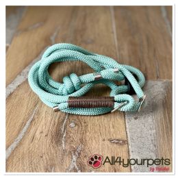 Laisse fait main - en corde type alpinisme - ultra-résistant - Modèle "Pastel green" - Ep : 8 mm