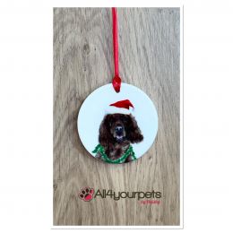 Décoration de Noël à suspendre en céramique - Cocker Spaniel anglais chocolat - marron - English Cocker Spaniel