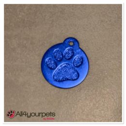 Engraved Aluminum ID Tag - Pawprint - Color & engraving at your choice
