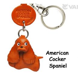 Buff American Cocker Spaniel leather keychain