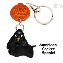 Black American Cocker Spaniel leather keychain