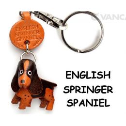 Black English Cocker Spaniel leather keychain